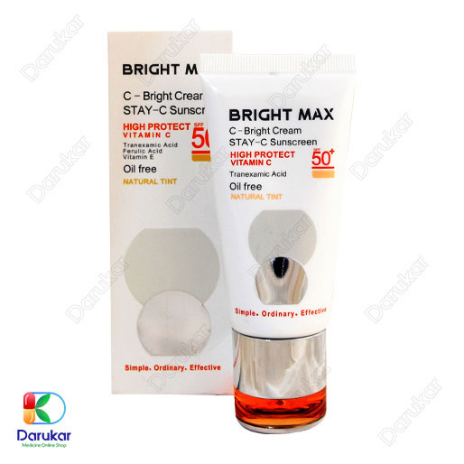 Bright -Max- C- Bright- SPF50- Sunscreen- 50- Ml کرم ضد آفتاب ویتامین سی برایت مکس